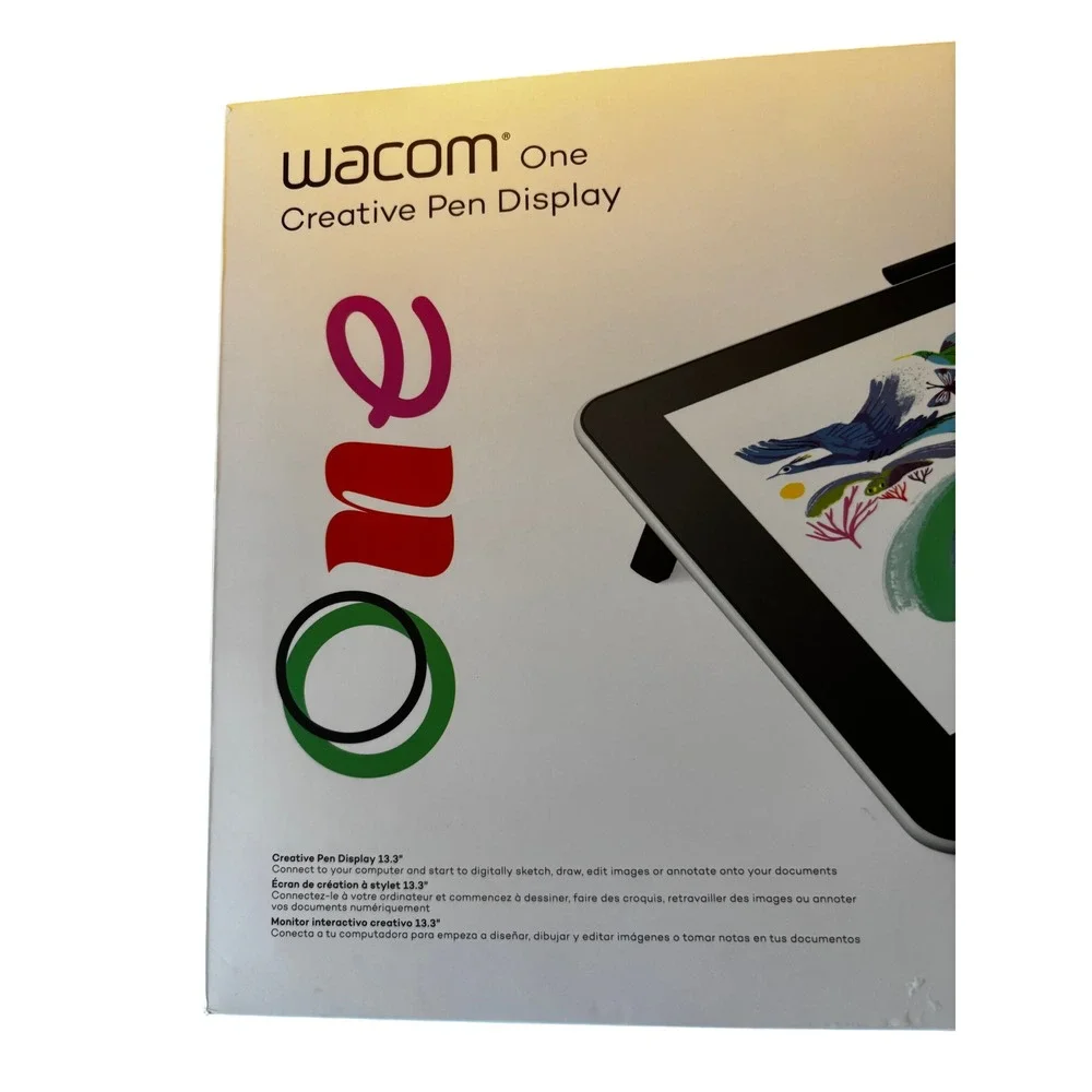 Wacom One Creative Pen Display 13.3 White DTC133W0A Drawing Tablet Graphics NEW
